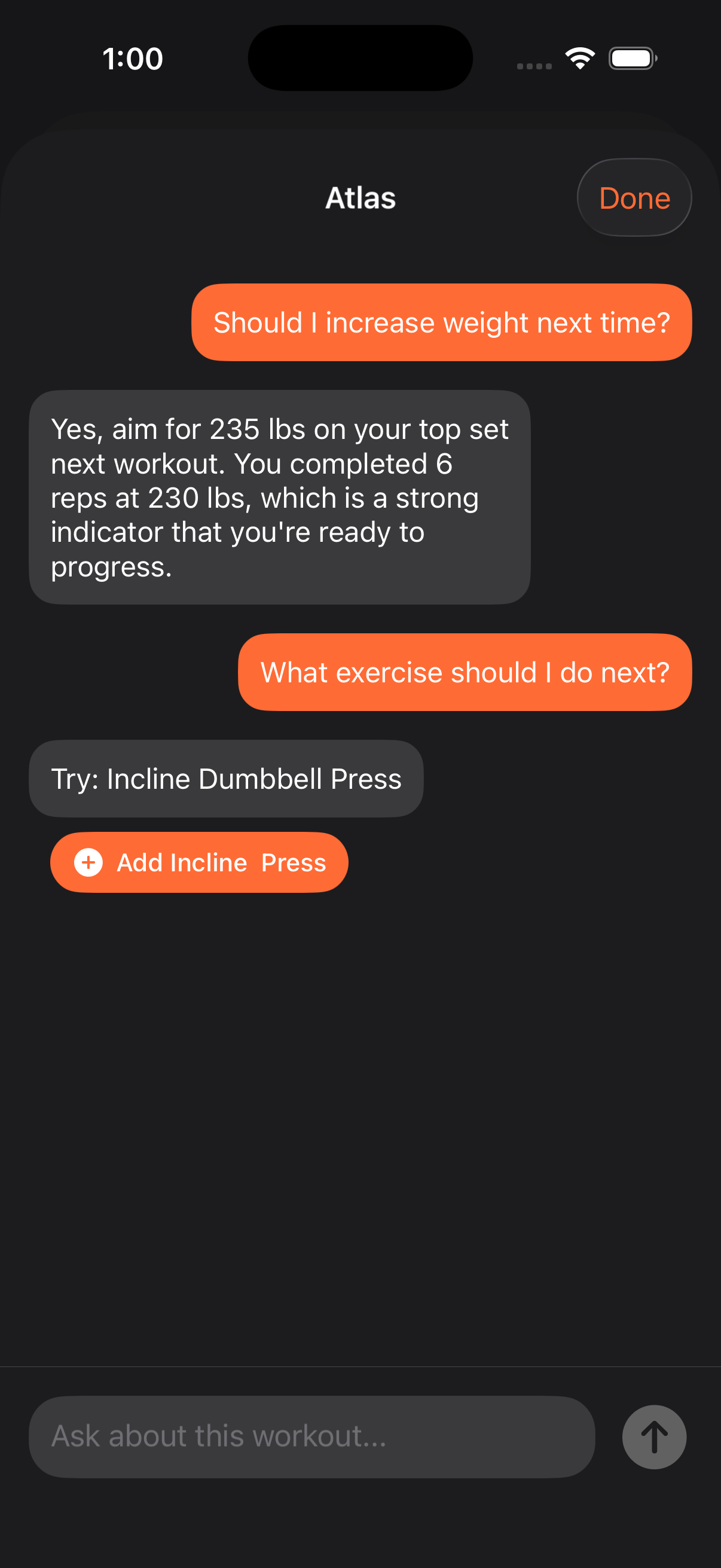 ATLAS AI coaching conversation